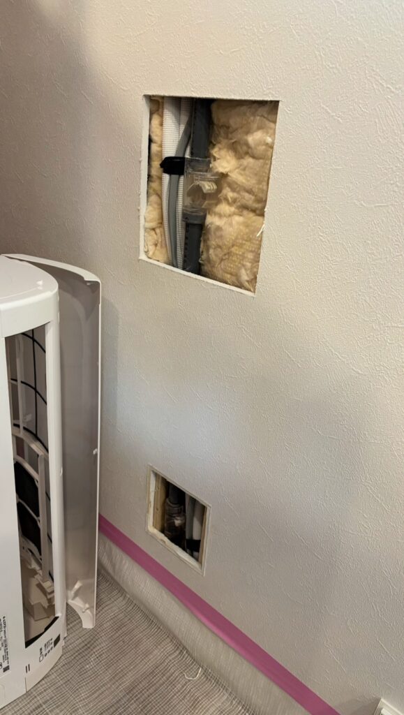 エアコンパイプに追加パイプ弁設置完了