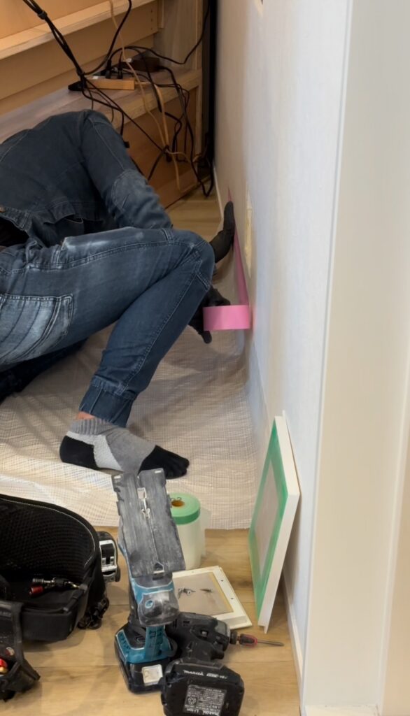 汚れや傷防止の為、養生もしっかり